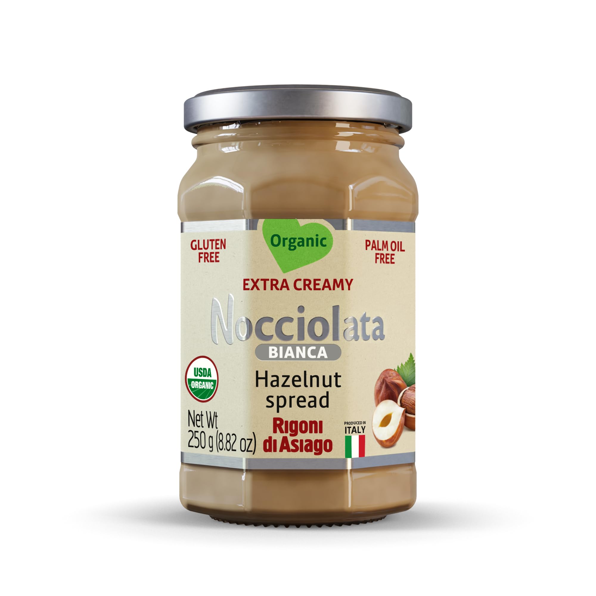 Rigoni di Asiago Nocciolata Bianca Organic Hazelnut Spread, 8.82 oz, Cocoa Free (pack of 1)