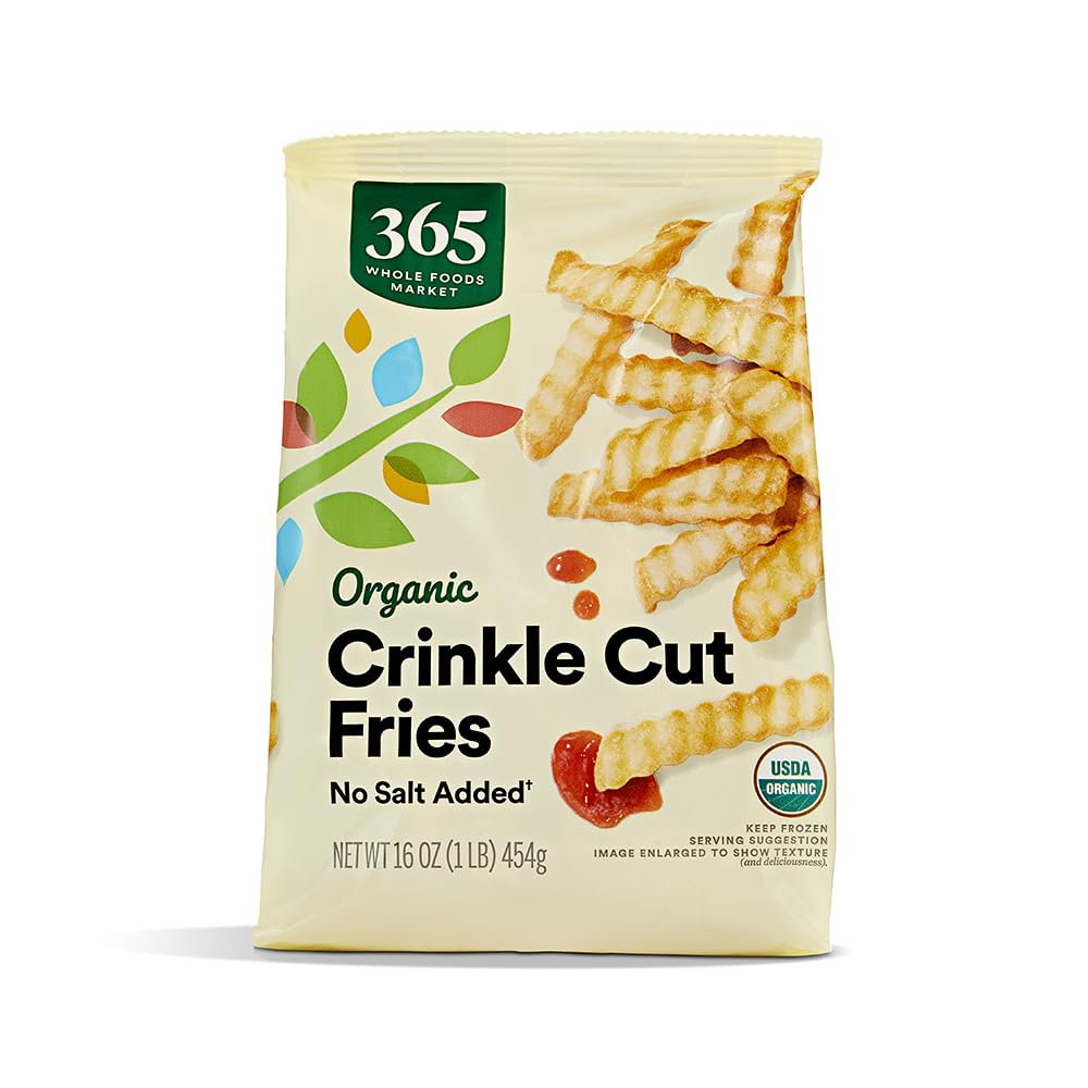 Organic Crinkle Cut French Fries No Salt Added, 16 oz, Frozen