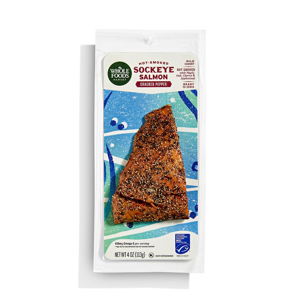 Whole Foods Market Hot Smoked Sockeye Salmon Peppered, 4 OZ