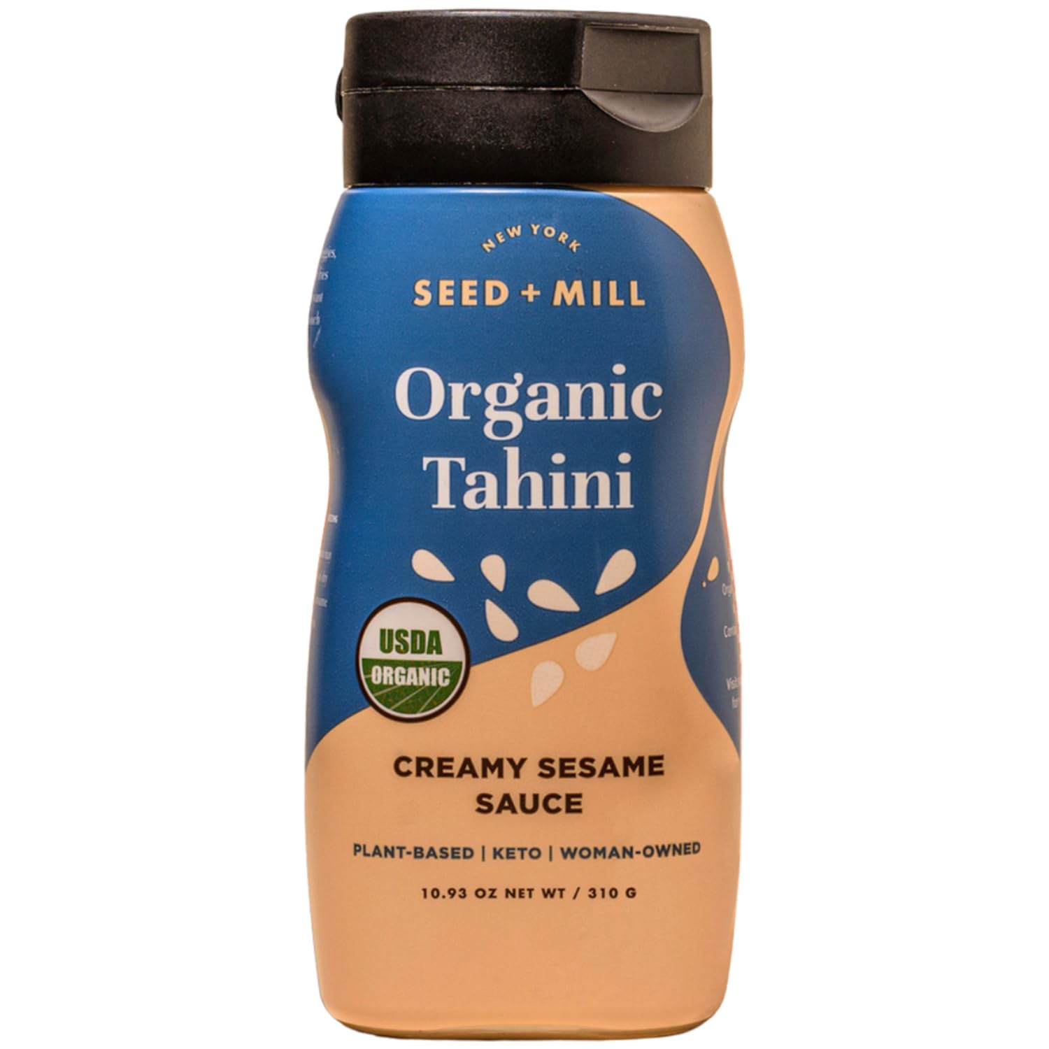 Seed + Mill - Tahini Sauce - Organic - Vegan - 10.93oz Squeeze Bottle | Kosher, Non-GMO, Keto, Paleo, Whole30, Gluten Free - Silky Smooth Texture - Great in Hummus, Dips, Dressings, & on Falafel