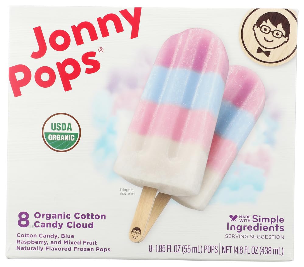 JonnyPops Organic Cotton Candy Cloud Frozen Pops 8ct