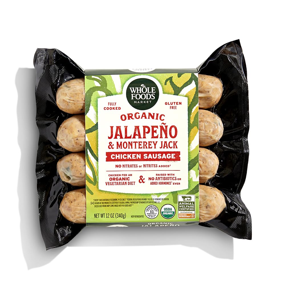 Whole Foods Market Organic Jalapeno & Monterey Jack Chicken Sausage, 12 OZ