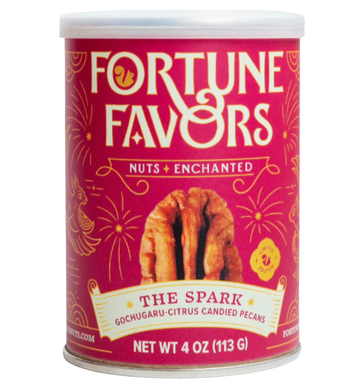 Fortune Favors Candied Pecans, Sweet and Salty Snack, Hand Crafted in Small Batches, USA-Grown (4oz, Spark)