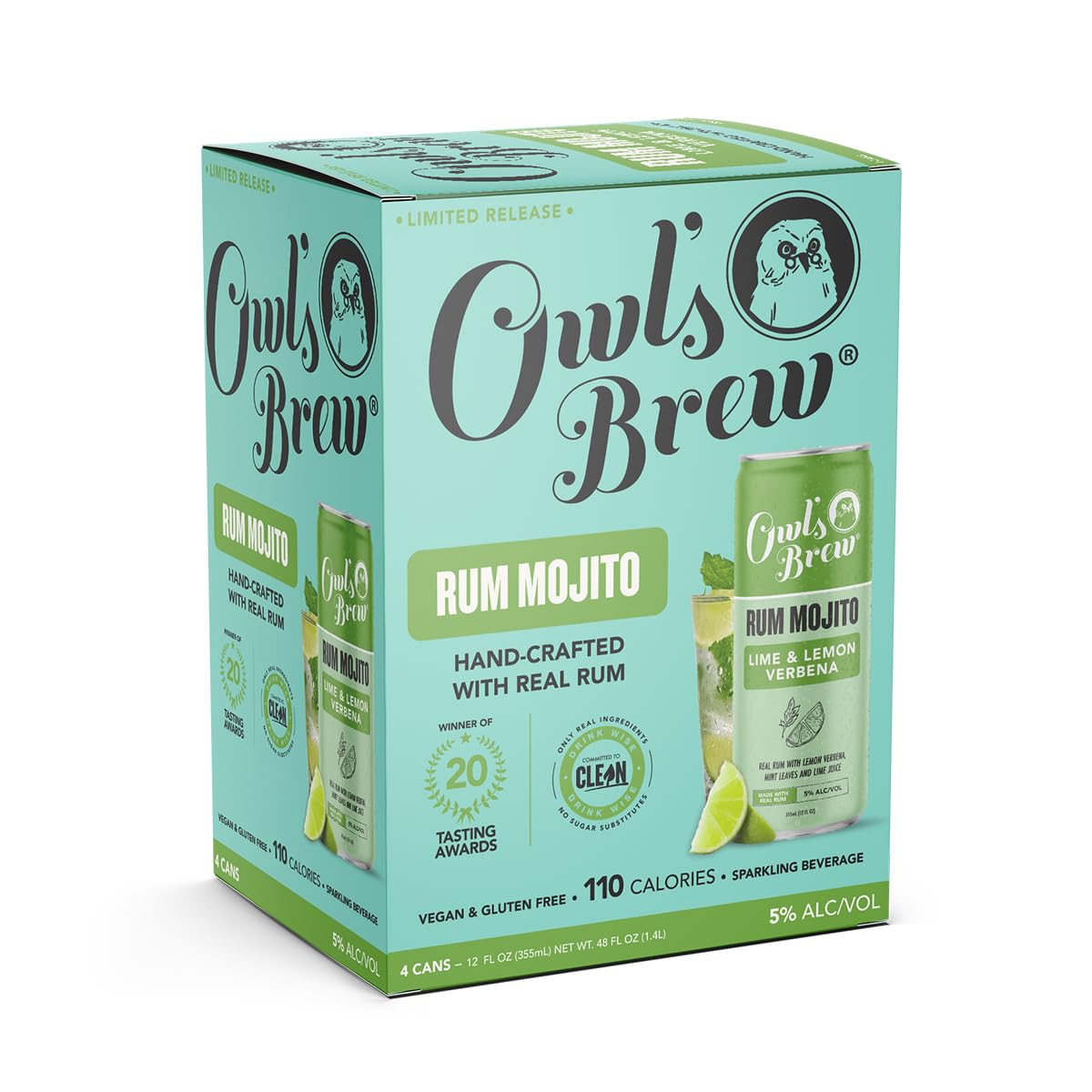 OWL'S BREW Lemon Verbena Mint Mojito 4pk Cans, 12 FZ