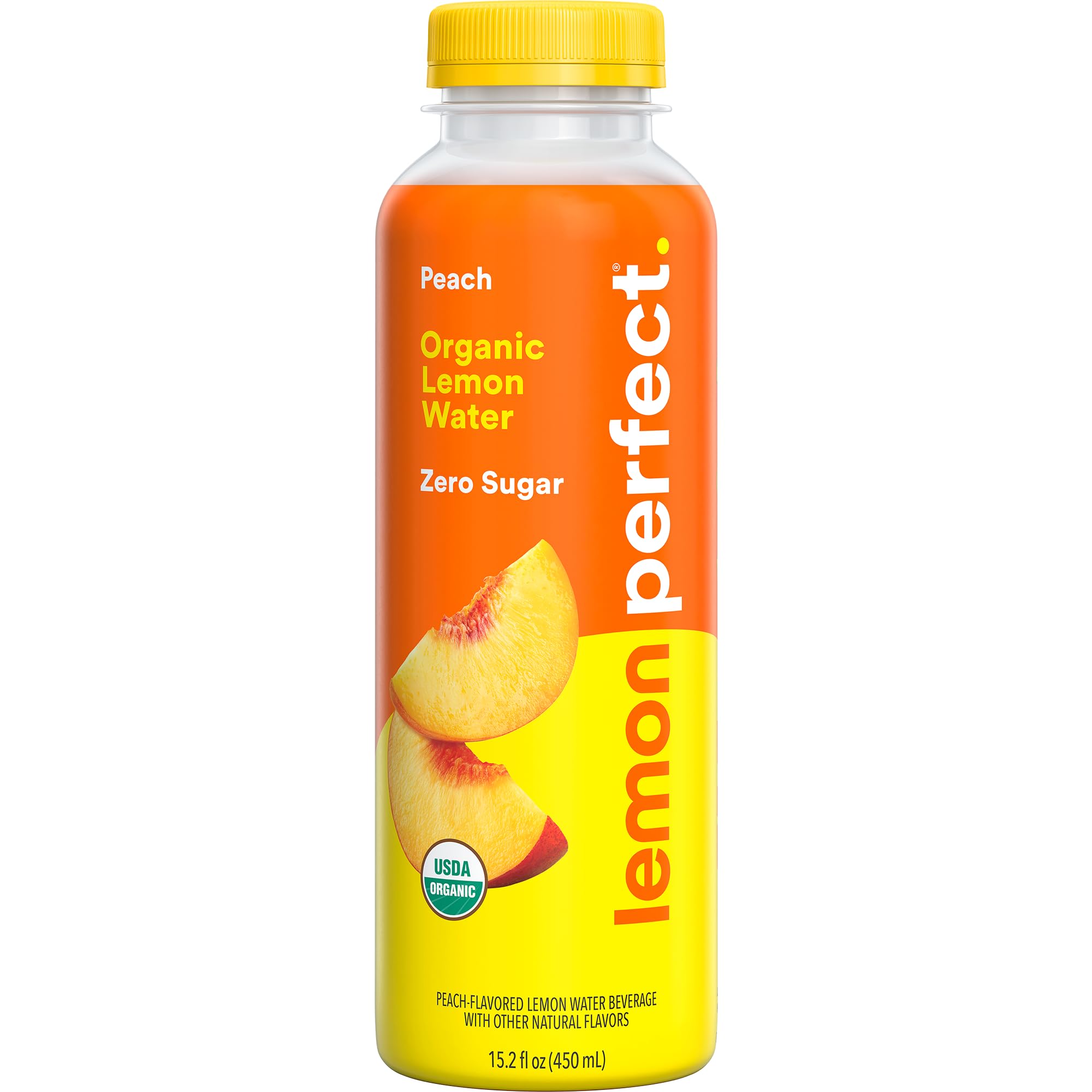 Lemon Perfect Peach, Hydrating Flavored Lemon Water, Zero Sugar, Delicious and Refreshing, Organic, 15.2 fl oz Bottles (1-Pack)