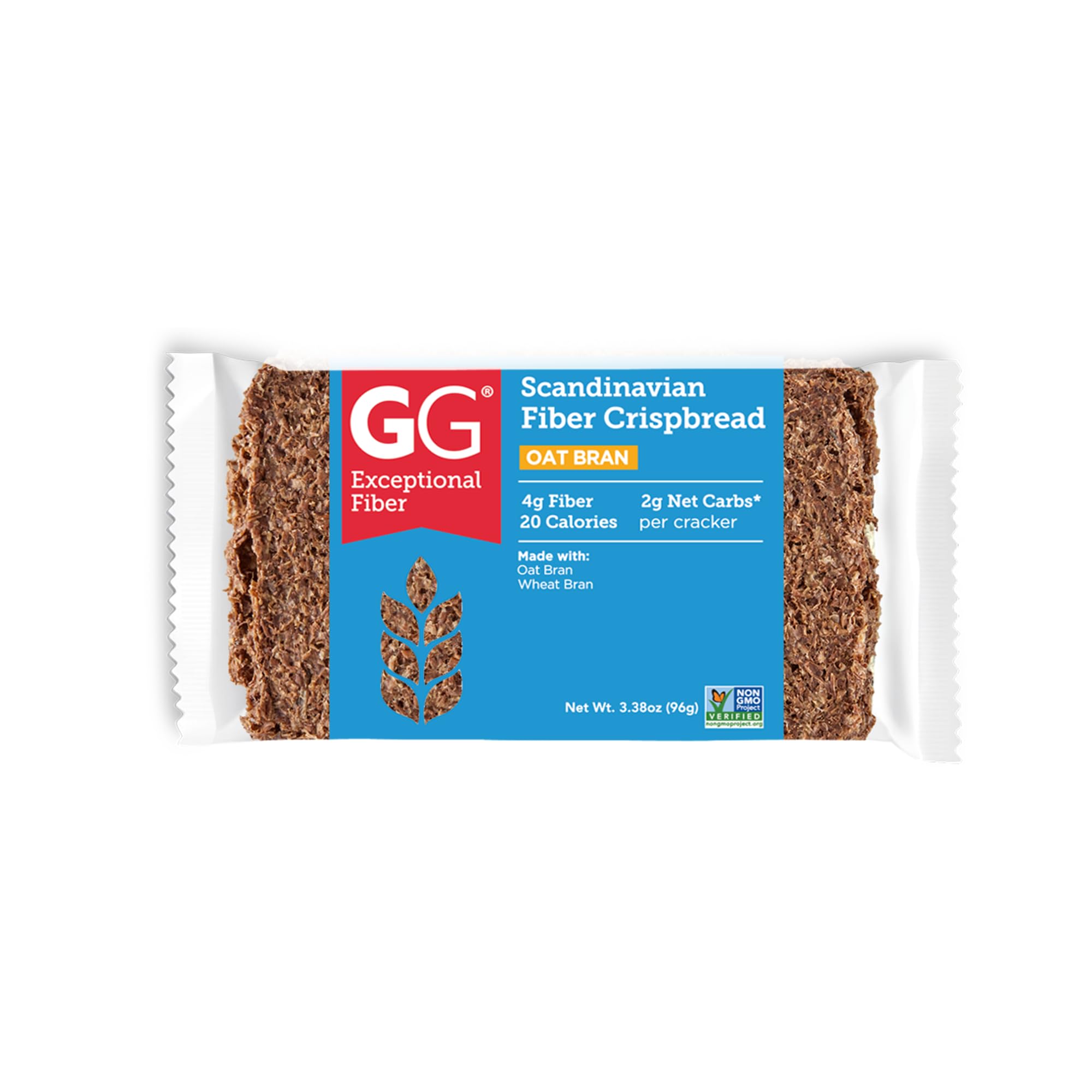 GG Exceptional Fiber Oat Bran Fiber Crispbread, 3.38 OZ