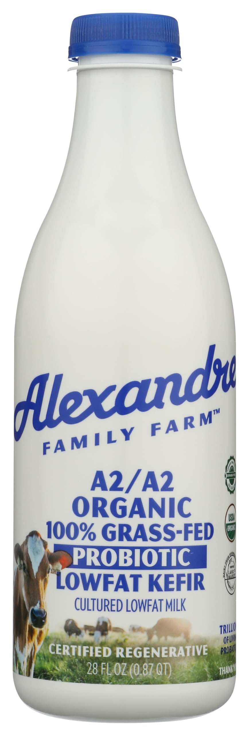 Alexandre Family Farms Organic Plain A2 Low Fat Kefir, 28 FZ