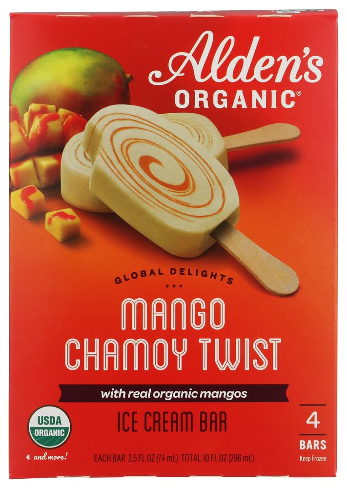 Aldens Organic Mango Chamoy Twist Ice Cream Bars, 10 FZ