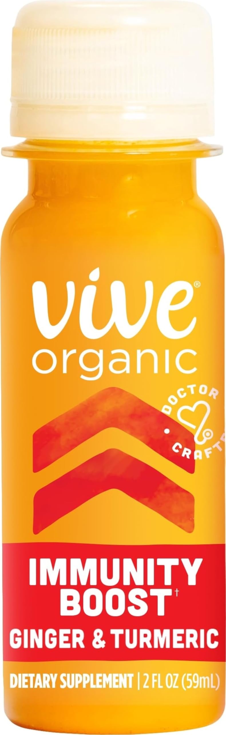 Vive Organic Immunity Boost Original (2 oz) Immunity Wellness Shot with Cold-Pressed Ginger, Turmeric, Echinacea & Black Pepper - USDA Organic & No Added Sugars or Artificial Ingredients, Yellow