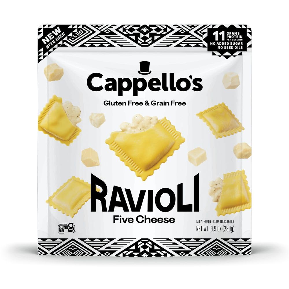 Cappello's Five Cheese Ravioli, Gluten Free, Frozen Pasta 9.9oz