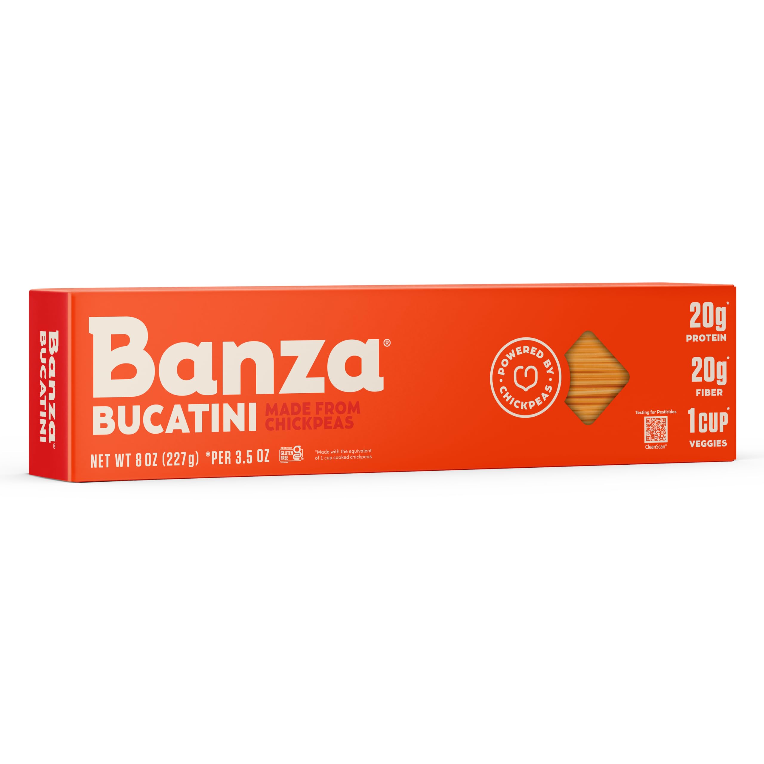 Banza Bucatini Pasta from Chickpeas | Gluten Free, High Protein, and Lower Carb Protein Bucatini Chickpea Pasta - 8oz