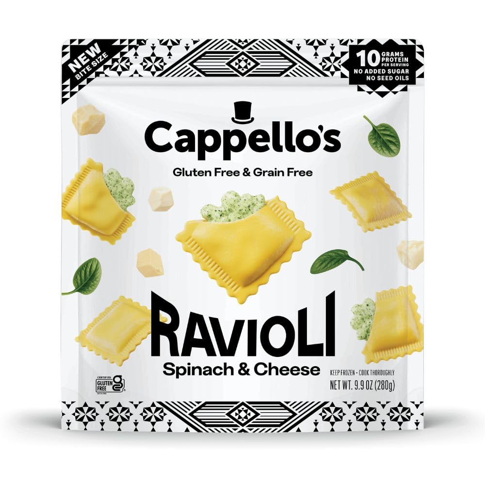Cappello's Spinach & Cheese Ravioli, Gluten Free, Frozen Pasta 9.9oz