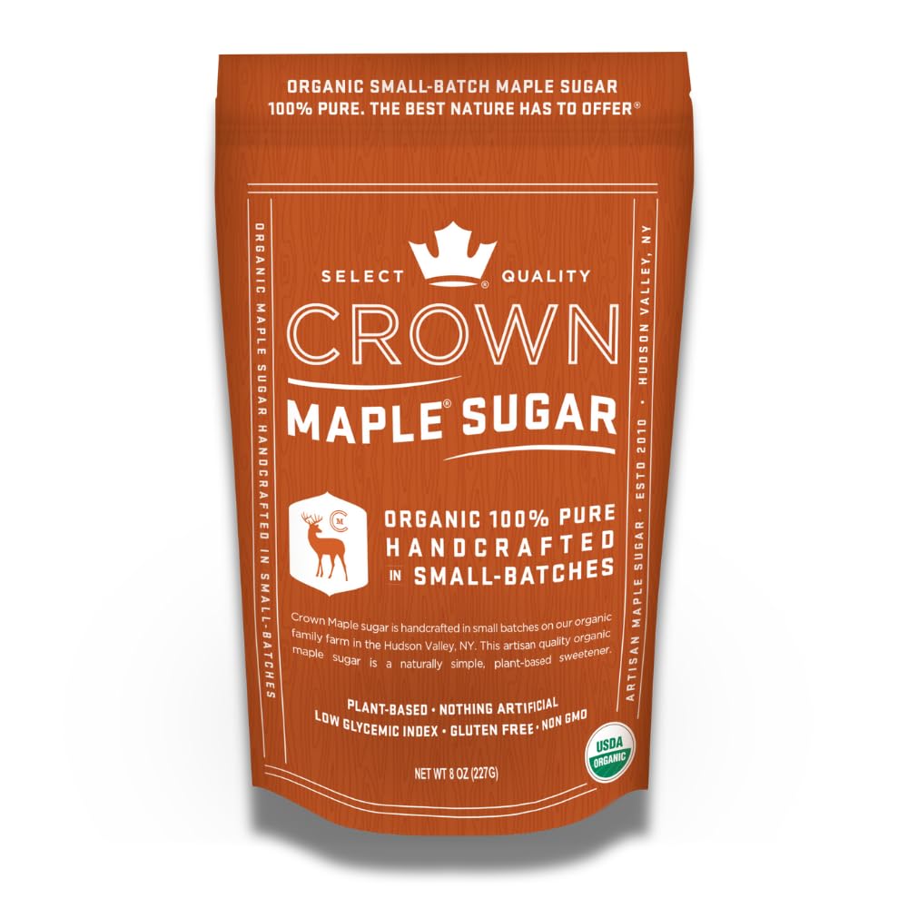 Crown Maple Organic Maple Sugar with Handcrafted Small-Batch Maple Pearls, No Additives, All Natural, No Preservatives, Non-GMO, 8 Oz