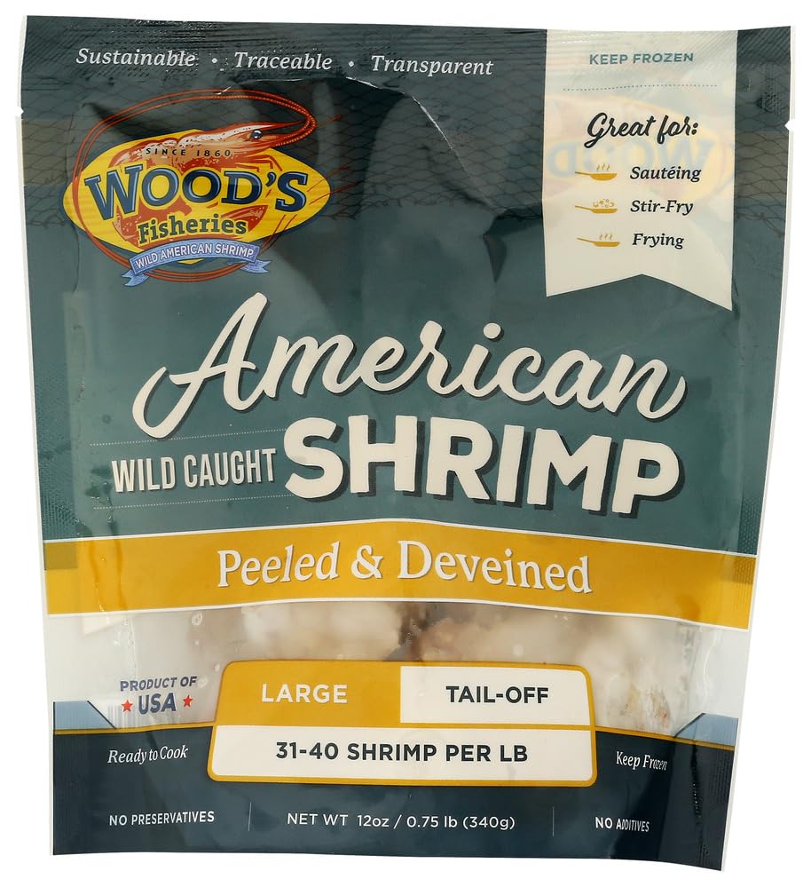 Woods Fisheries Raw Peeled & Deveined White Shrimp 31-40 Count, 12 OZ