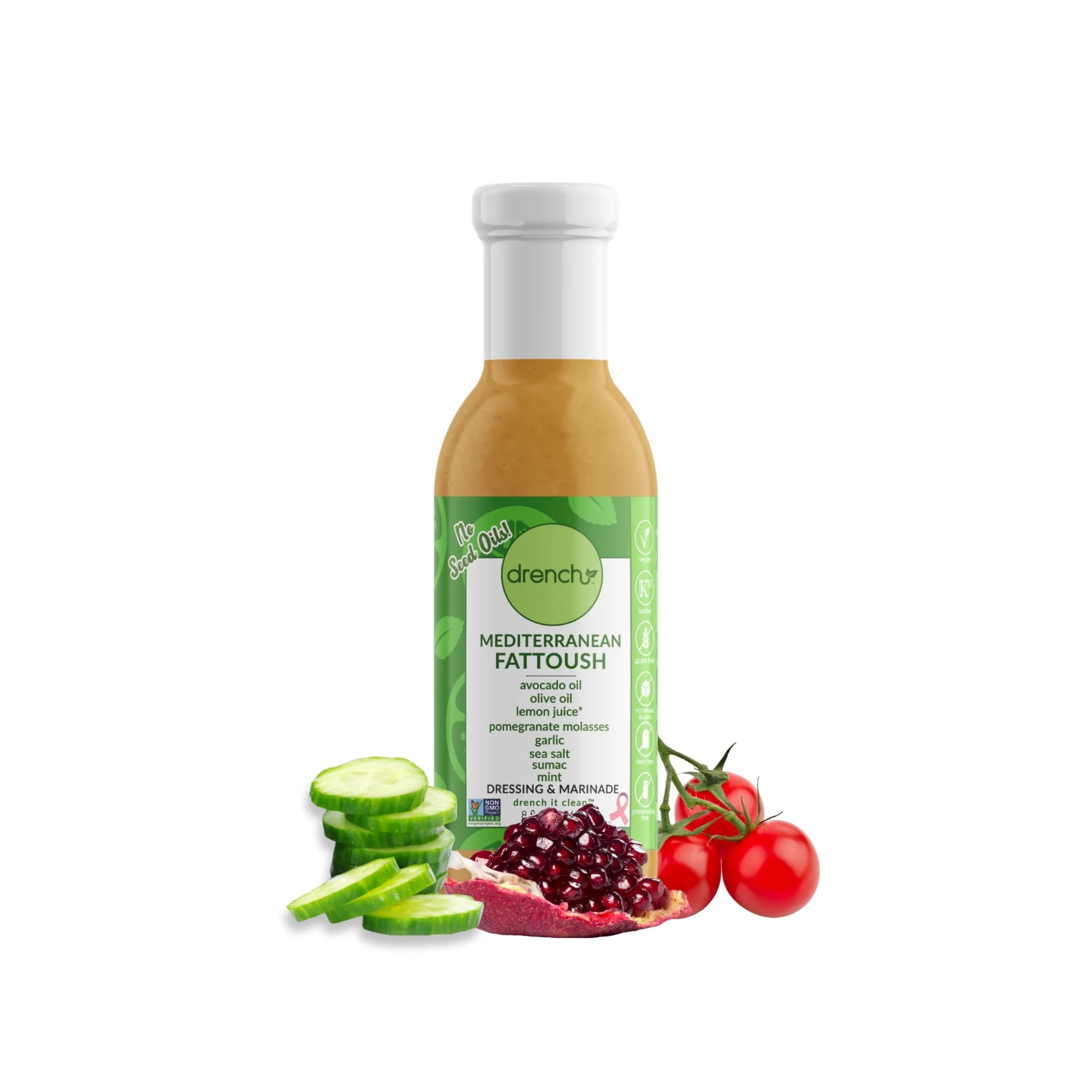 Drench Mediterranean Fattoush Dressing & Marinade, Gluten Free, No Seed Oil