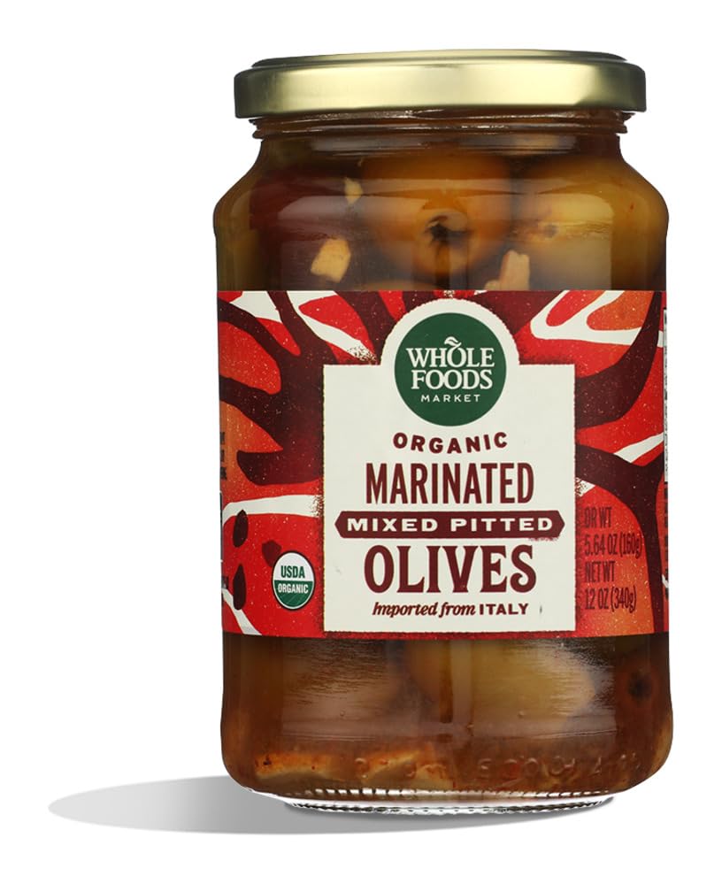 Whole Foods Market Organic Pitted Marinated Mixed Olives, 12 OZ