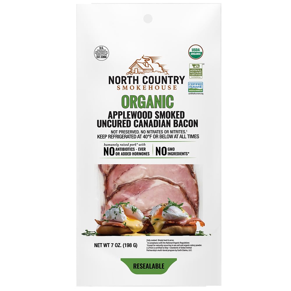 Organic Uncured Canadian Applewood Smoked Bacon, 7 oz