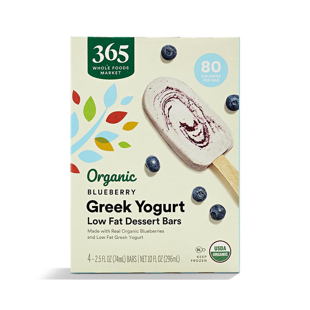 Organic Greek Yogurt Blueberry Low Fat Dessert Bars, 2.5 fl oz, 4 ct, (Frozen)