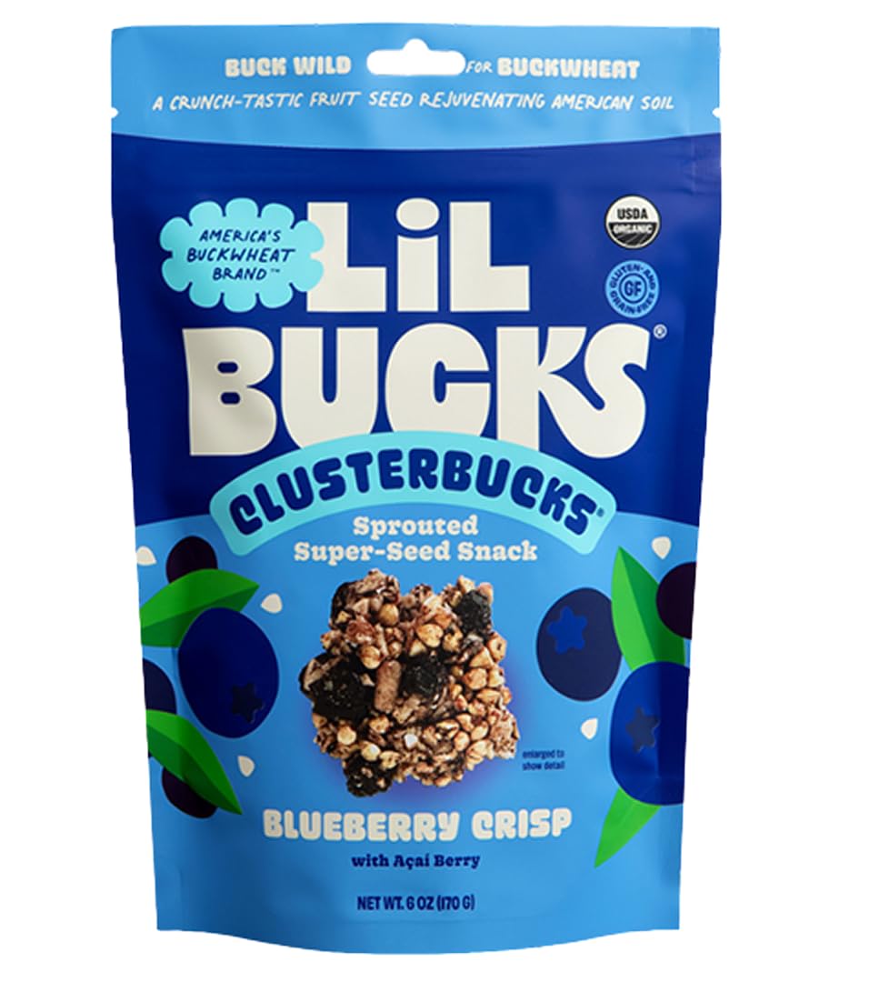 Clusterbucks Superfood Clusters – Grain-Free, Keto-Friendly Granola with Regeneratively Grown Sprouted Buckwheat– Gluten-Free, Low-Carb, Organic Healthy Snack (6 Ounce (Pack of 1), Blueberry Crisp)
