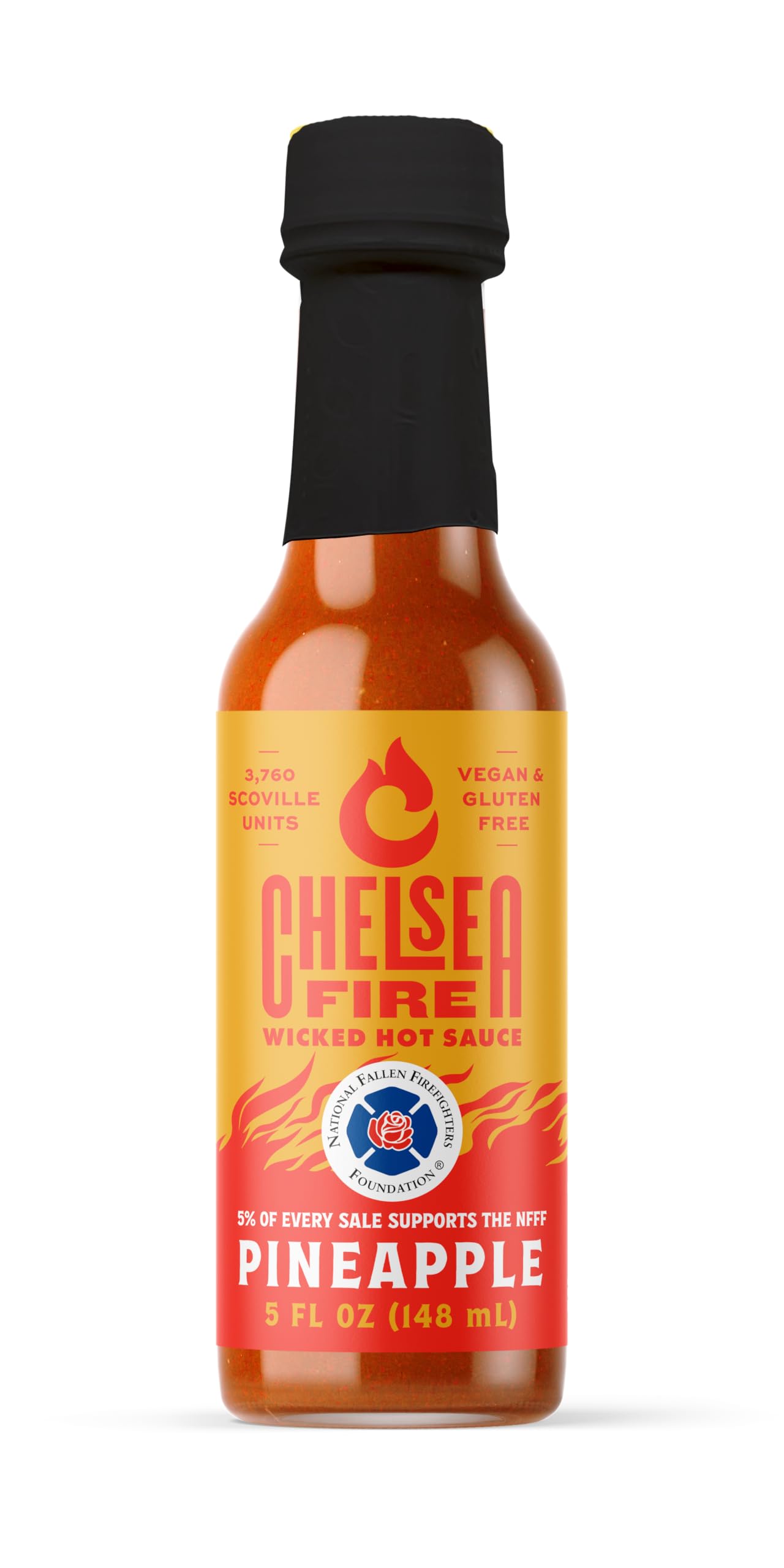 CHELSEA FIRE Wicked Hot Pineapple Hot Sauce – Sweet and Spicy Tropical Heat, Gourmet Hot Sauce with Fresh Pineapple Flavor – Perfect for Grilling, Marinades, and Dipping – 5 FL OZ Bottle