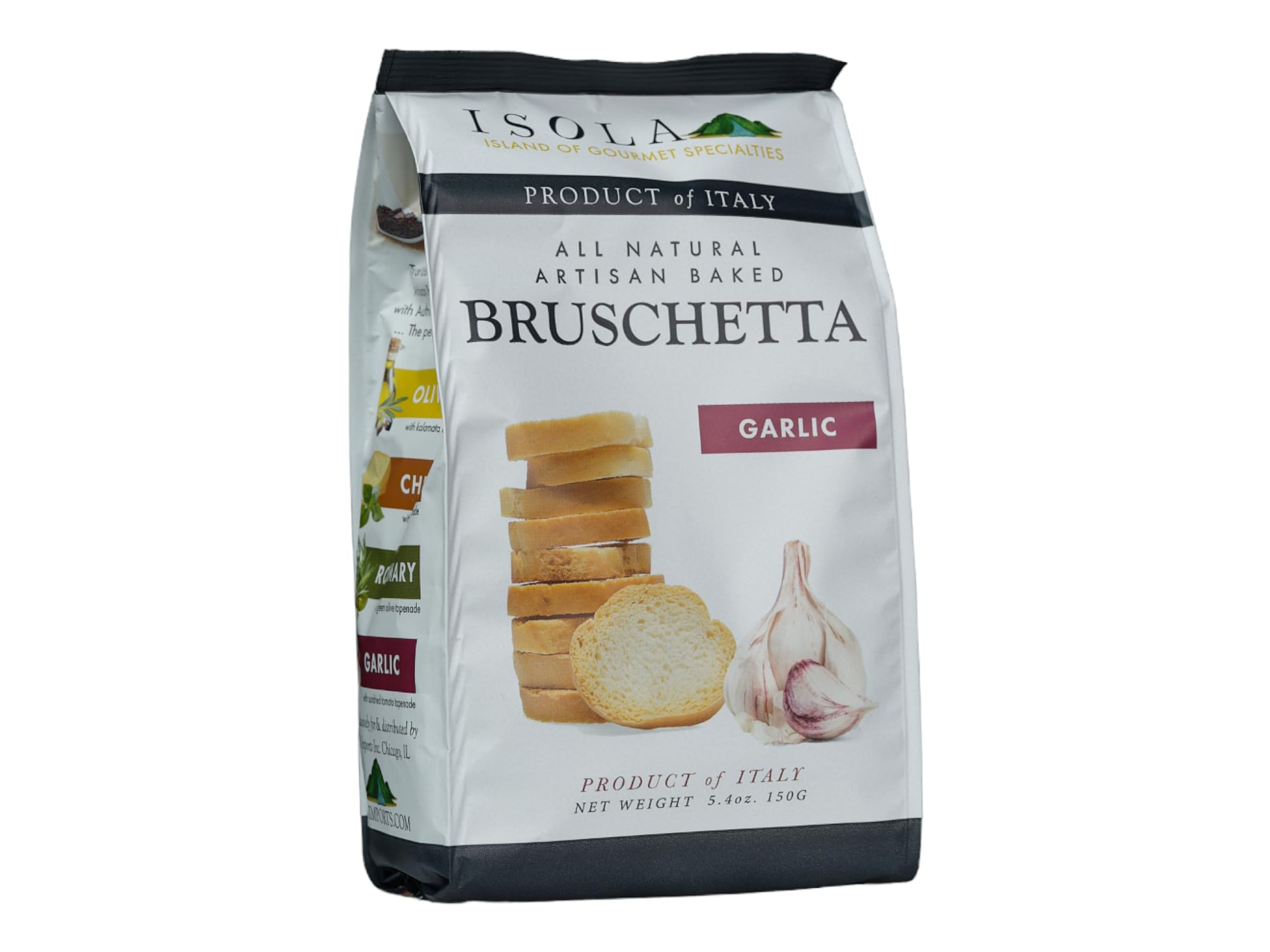Isola Italian Garlic Bruschetta Toast 5.4 oz – Artisan Baked Crisp Bread Rounds with Subtle Garlic Flavor, Ideal for Cheese Boards, Appetizers, Toppings, and Culinary Presentation