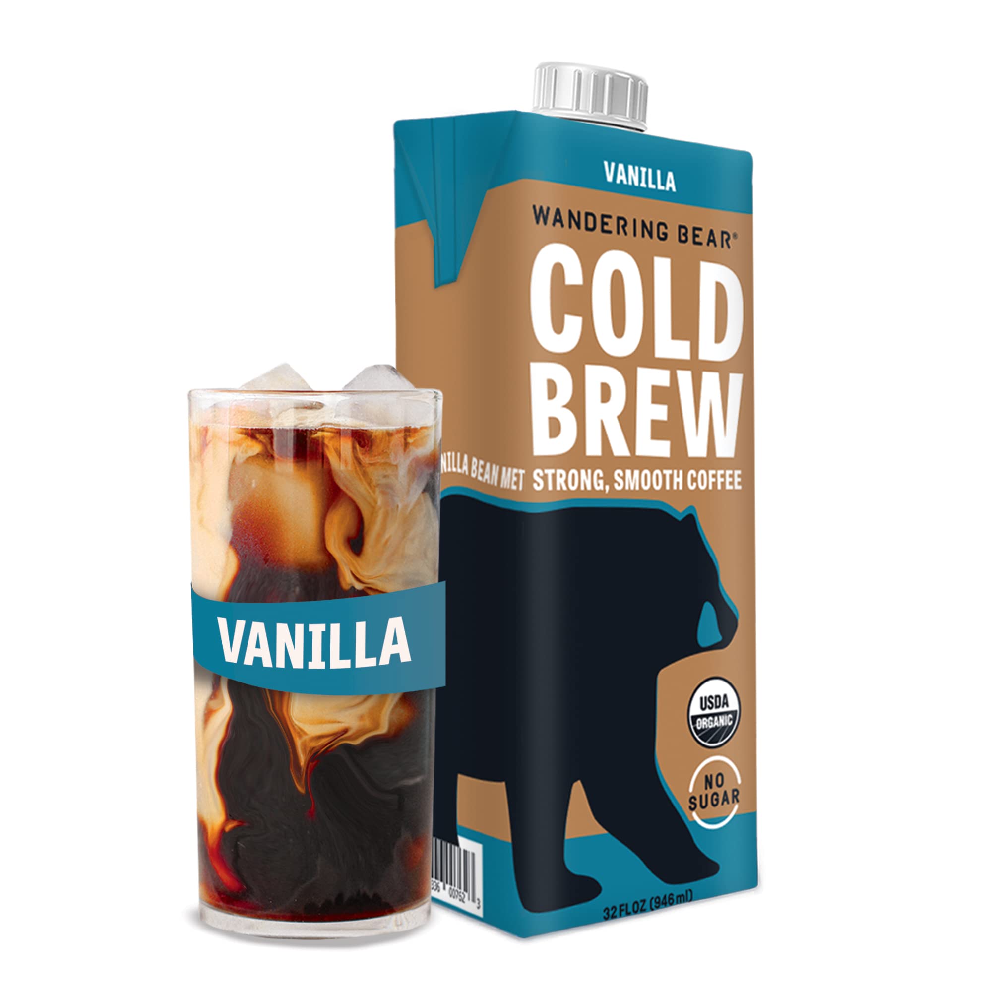 Wandering Bear Coffee, Coffee Cold Brew Vanilla Organic, 32 Fl Oz