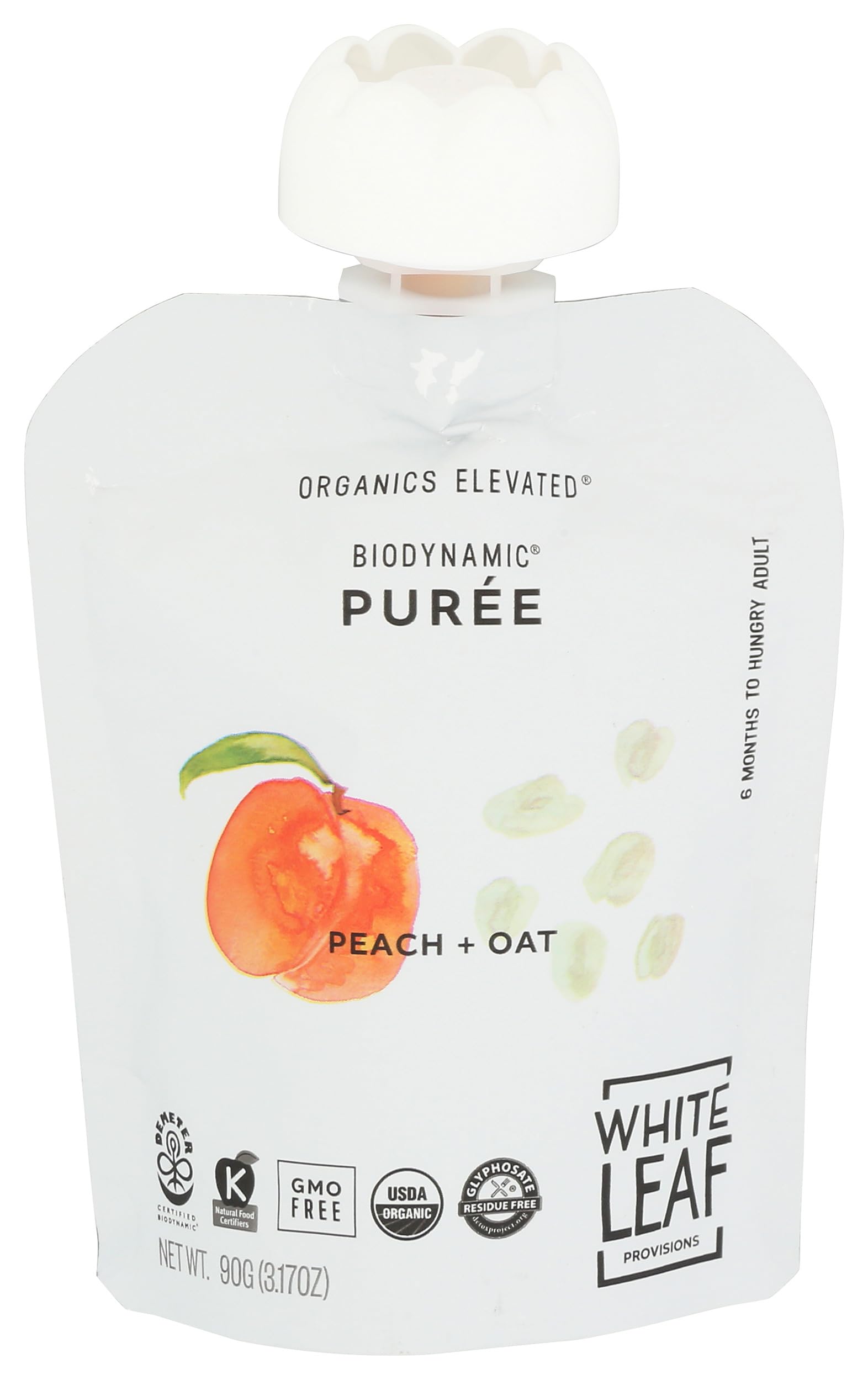 Baby Food Peach Oat Organic, 3.17 Ounce