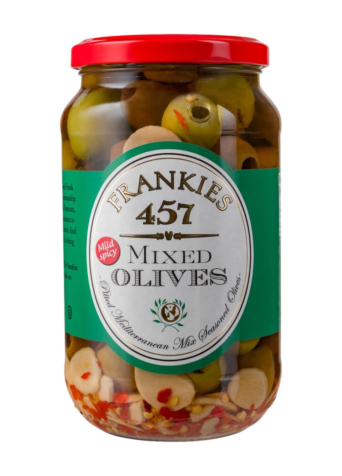 Frankies 457 Pitted Mediterranean Mix Olives - Authentic Sicilian - - Premium Handpicked - Snacking-Aperitif-Entertaining-Heart-Healthy-Product Of Italy - - Great For Every Occasion - 19 oz Jar