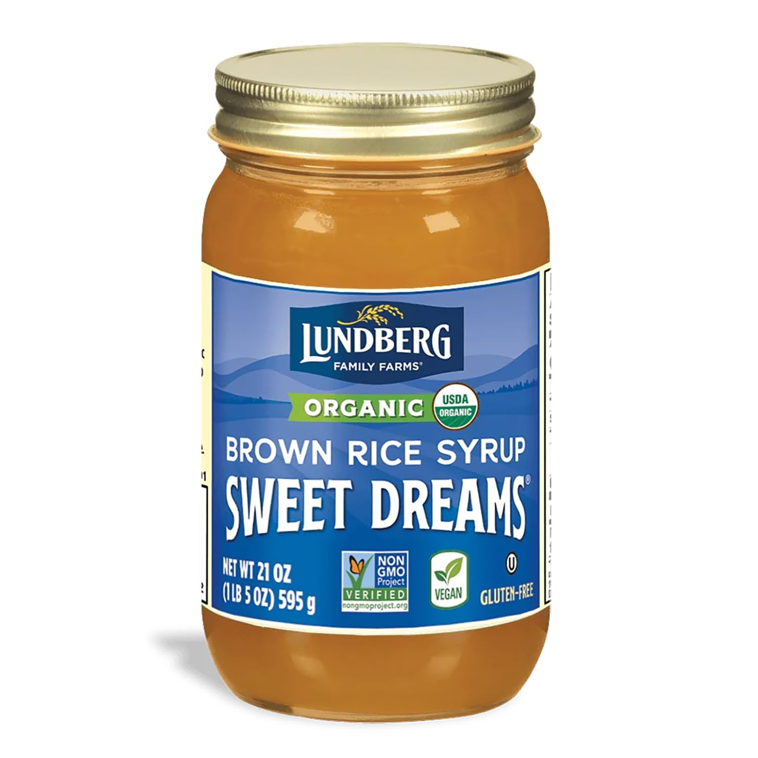 Lundberg Family Farms - Organic Sweet Dreams Brown Rice Syrup, Substitute Sweetener, Replaces Sugar, Honey, Corn Syrup, Non-GMO, Gluten-Free, USDA Certified Organic, Vegan, Kosher (21 oz)