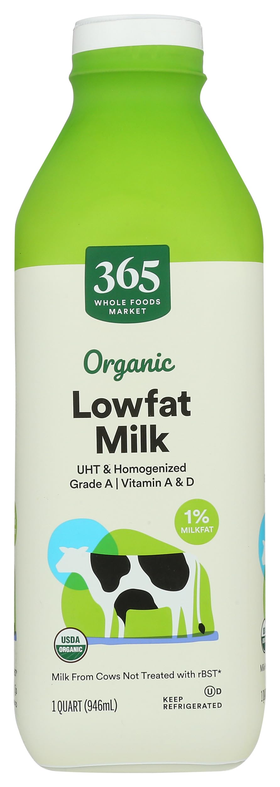 365 by Whole Foods Market Organic Lowfat 1% Milk, 1 QT