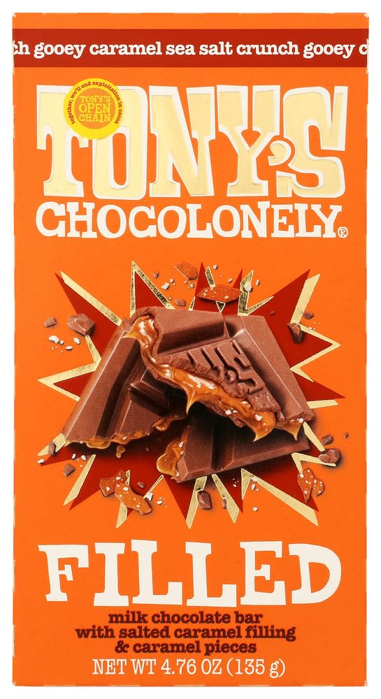 Tony's Chocolonely Sea Salt Caramel Milk Chocolate Bar, 4.76 OZ