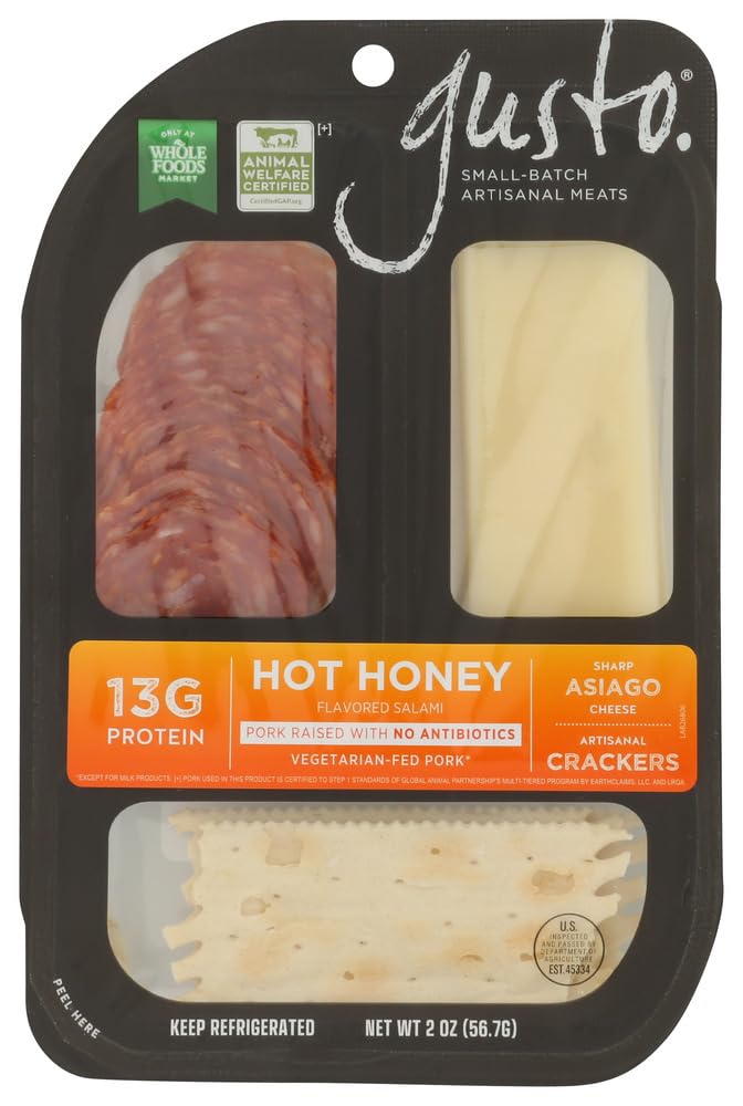 Gusto Hot Honey Asiago Cracker Salami Snack, 2 OZ