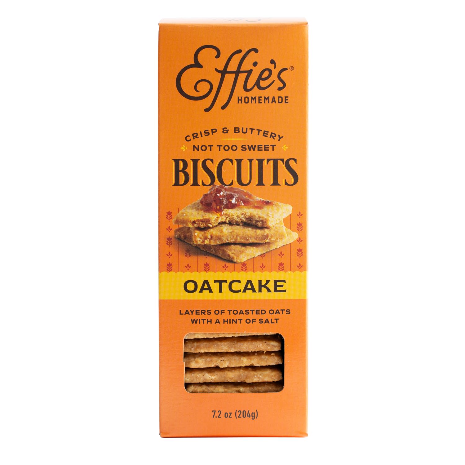 Effie's Homemade Oatcakes Biscuits, Buttery Scottish-Style Crackers, 1 Pack | Crisp buttery oat biscuits, perfect with cheese, jam, dips or on their own, all natural, single box