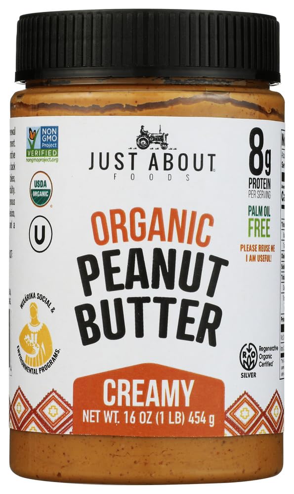Just About Foods Organic Regenerative Creamy Peanut Butter, 16 OZ