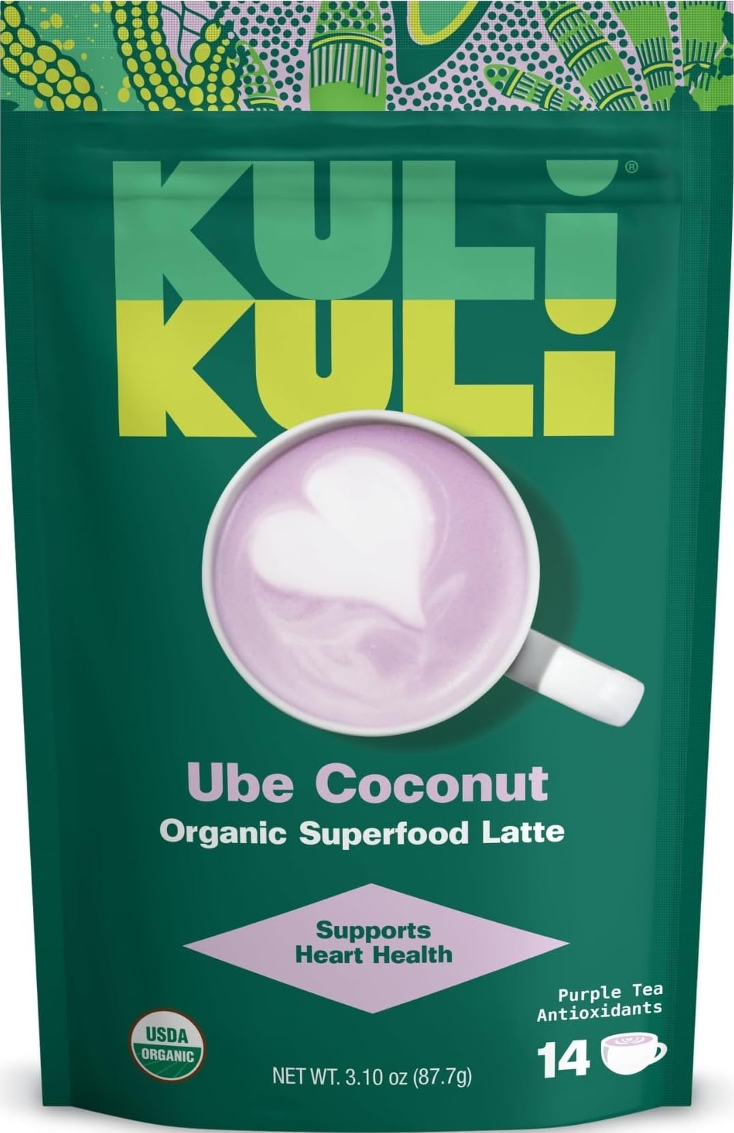 Kuli Kuli Organic Ube Latte Powder - Coconut Purple Tea Superfood Blend | Instant Plant-Based Superfood Nutrient Mix Powder with Ube Yam & Lucuma from Kenyan Highlands for Heart & Gut Health Support
