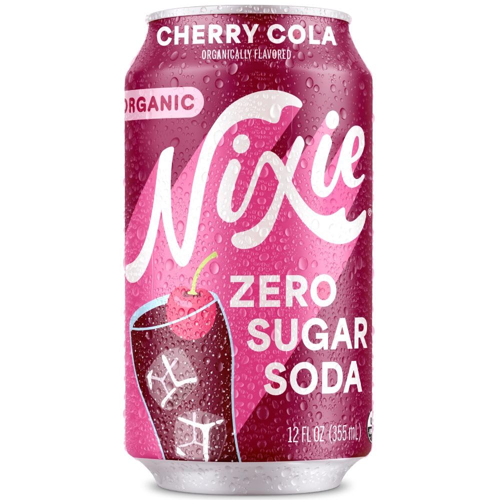 Nixie Organic Zero Sugar Soda - Cherry Cola, 1 Can | Zero Calories • USDA Certified Organic • No Artificial Sweeteners • Non GMO • 45 mg of Caffeine