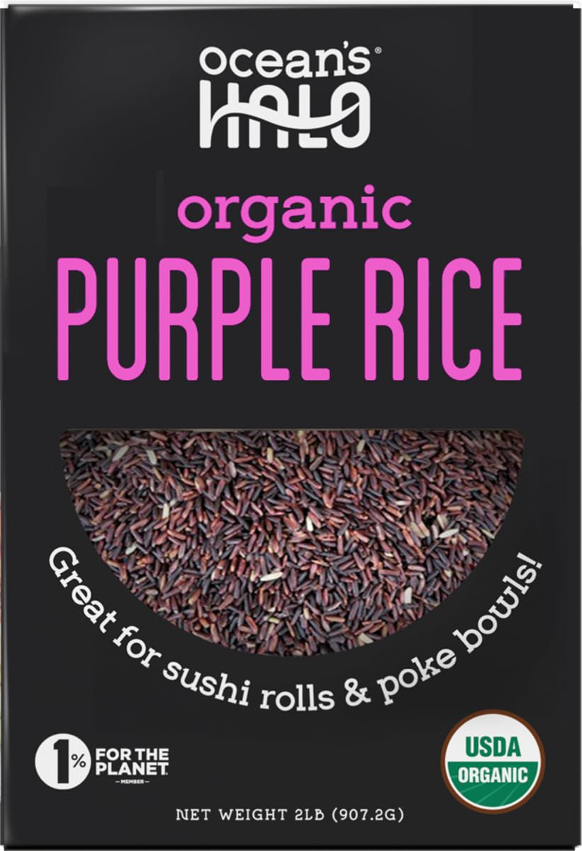 Ocean’s Halo Organic Purple Rice, Riceberry Asian Rice, 32 oz | Vibrant purple rice with nutty flavor; easy for rice bowls, sushi-inspired meals, sides, and Asian-style recipes.