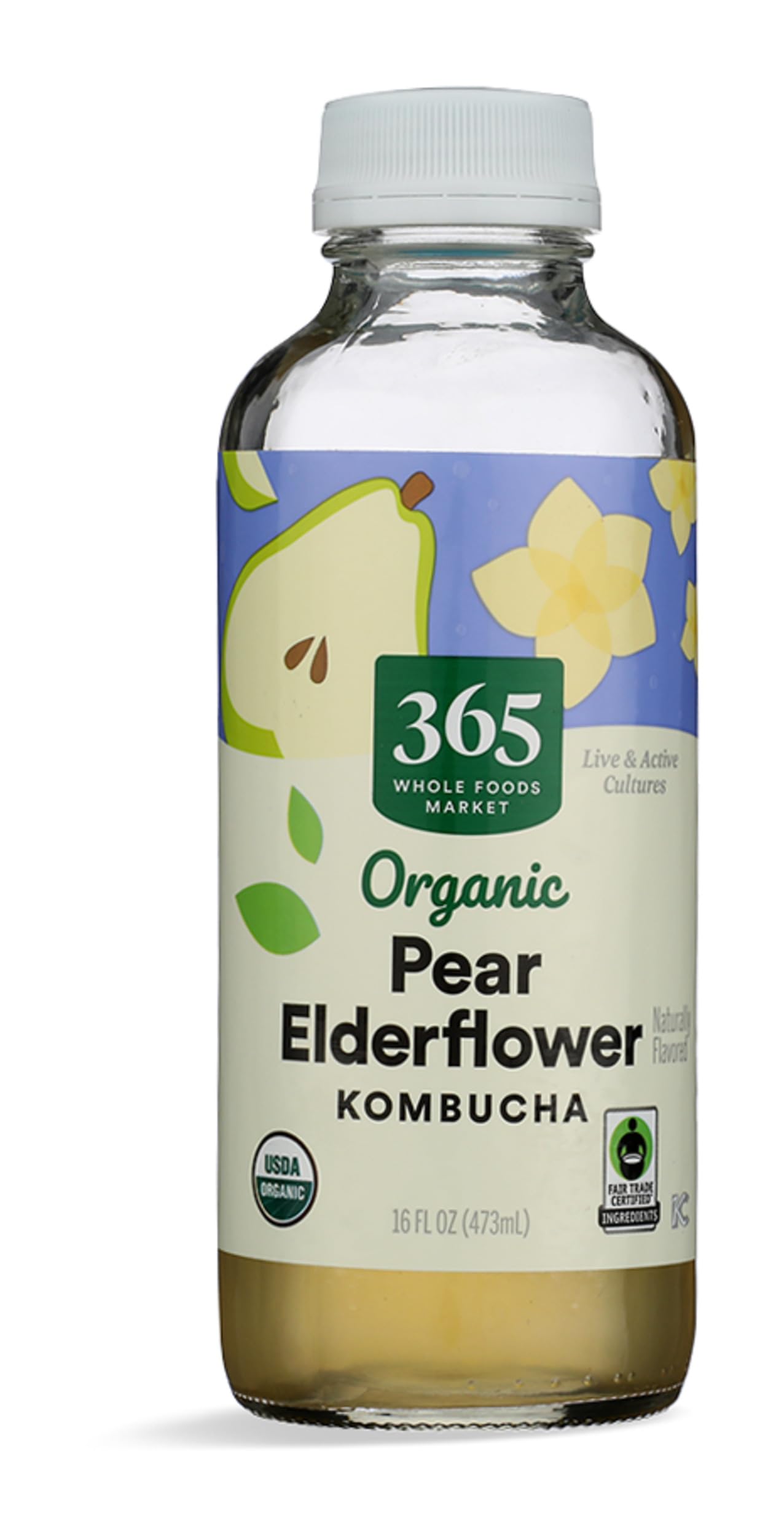 365 by Whole Foods Market Organic Pear Elderflower Kombucha, 16 FZ
