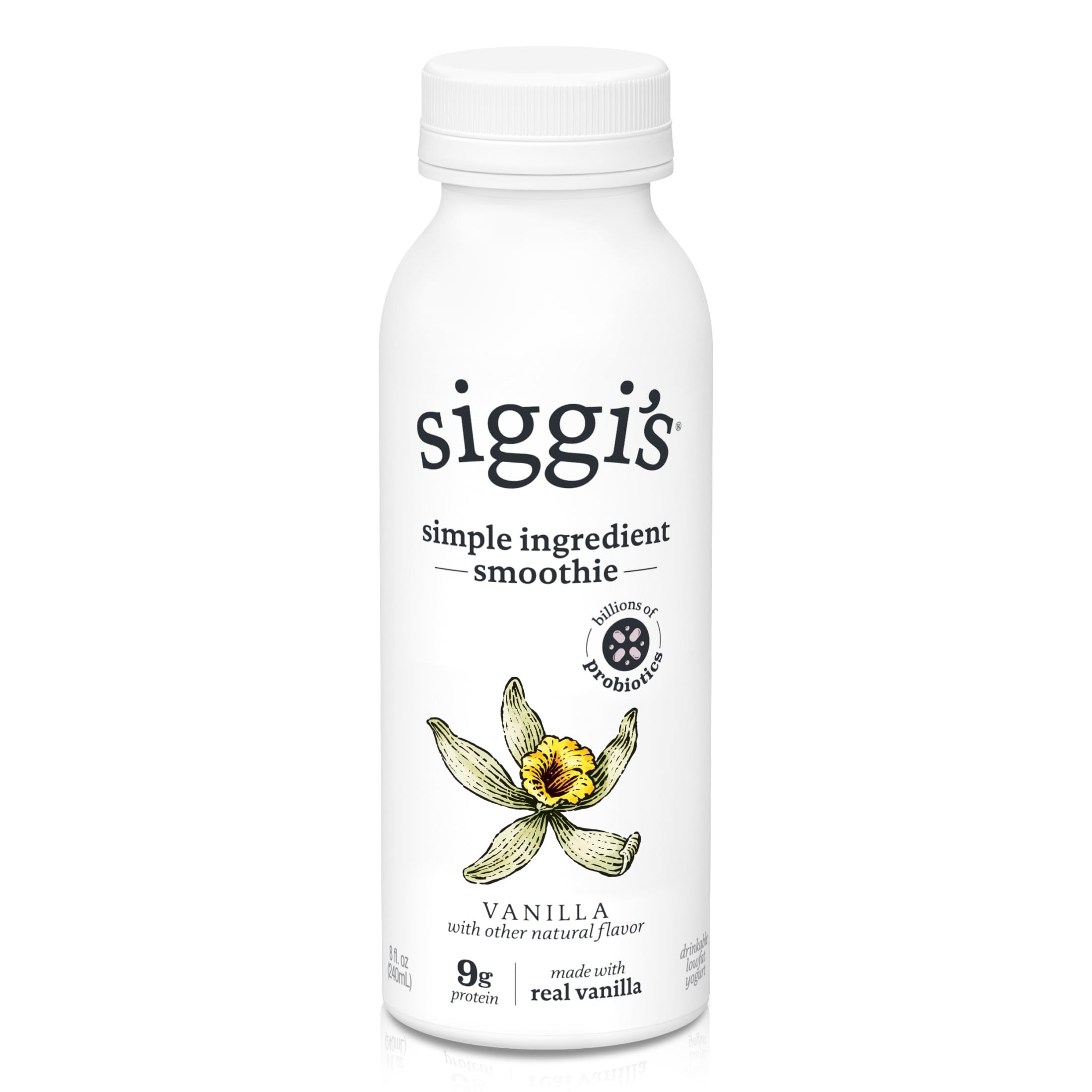 siggi’s® Probiotic Drinkable Whole Milk Yogurt, Vanilla, 8 oz. – Single Serving, Only 5 Ingredients