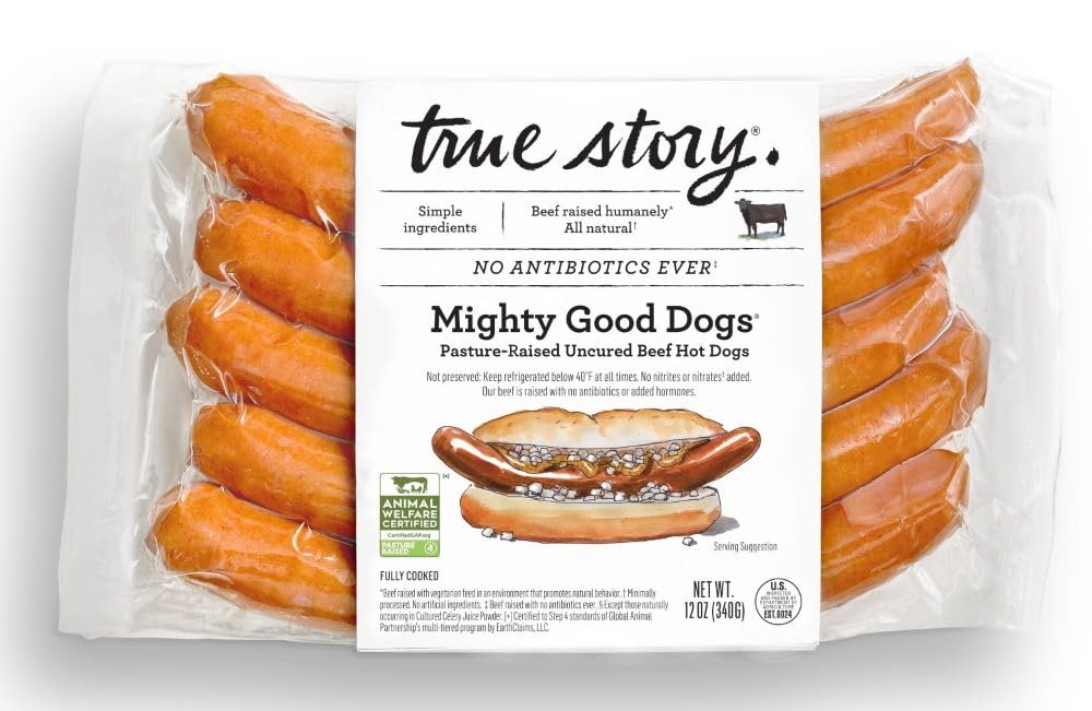 True Story Foods Mighty Good Uncured Beef Hot Dogs, 12 OZ