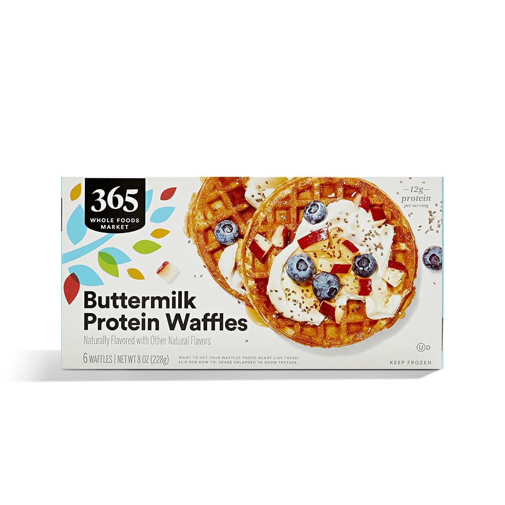 365 By Whole Foods Market, Protein Waffles, Buttermilk, 6 Count, 8 Ounce