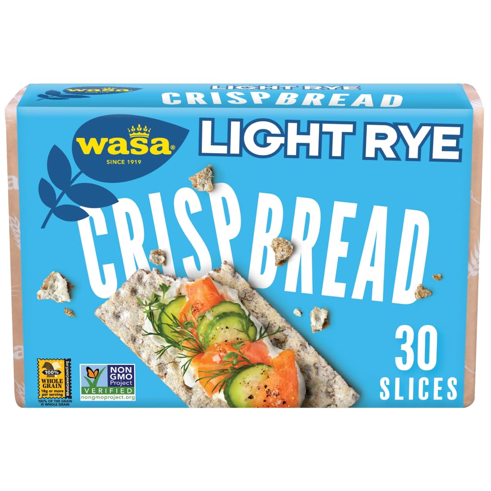 Wasa Light Rye Crispbread, 9.5 oz, Rye Crackers, Non-GMO Ingredients, Good Source of Fiber
