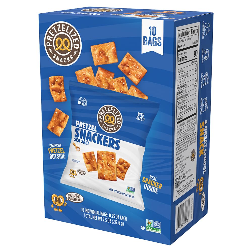 Pretzelized, Crackers Pretzel Sea Salt Multipack, 7.5 Ounce