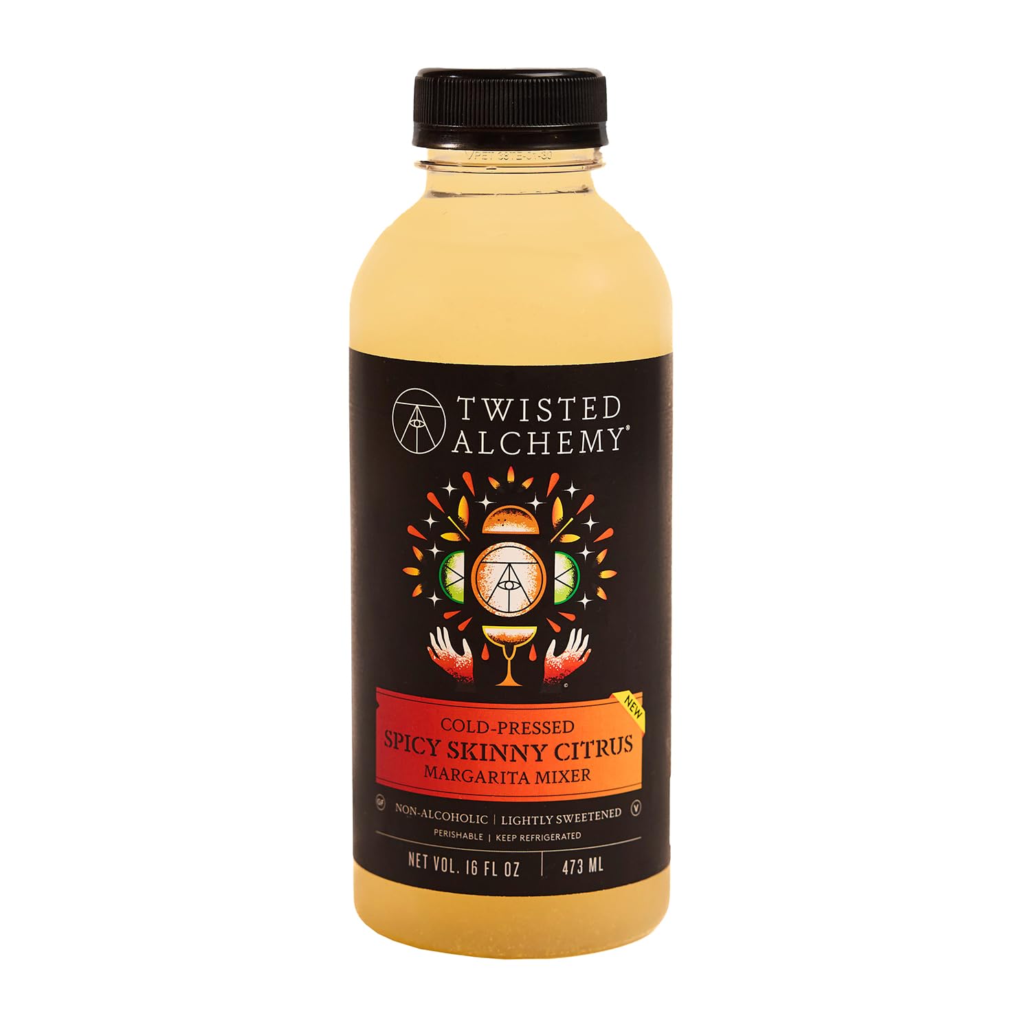 Twisted Alchemy Cold Pressed Spicy Skinny Margarita Mixer – Premium All Natural Margarita Mix, Non-GMO, Preservative Free – 16 fl oz