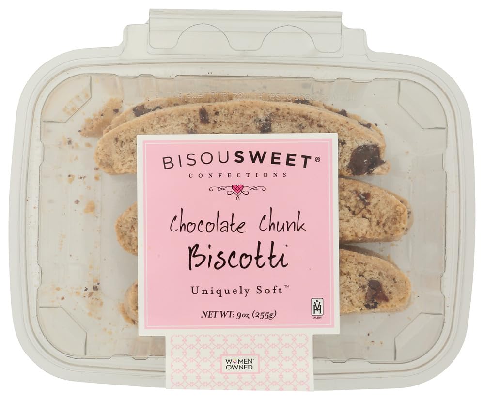 Bisousweet Confections Biscotti Chocolate Chunk 6 Count, 9 Ounce