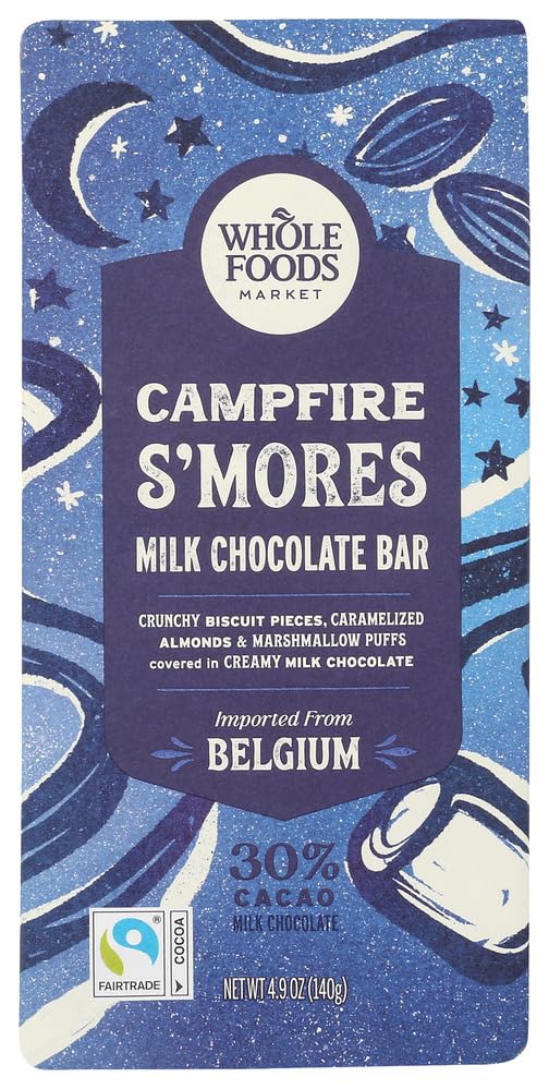 Whole Foods Market Campfire S'mores Belgian Milk Chocolate Bar, 4.9 OZ