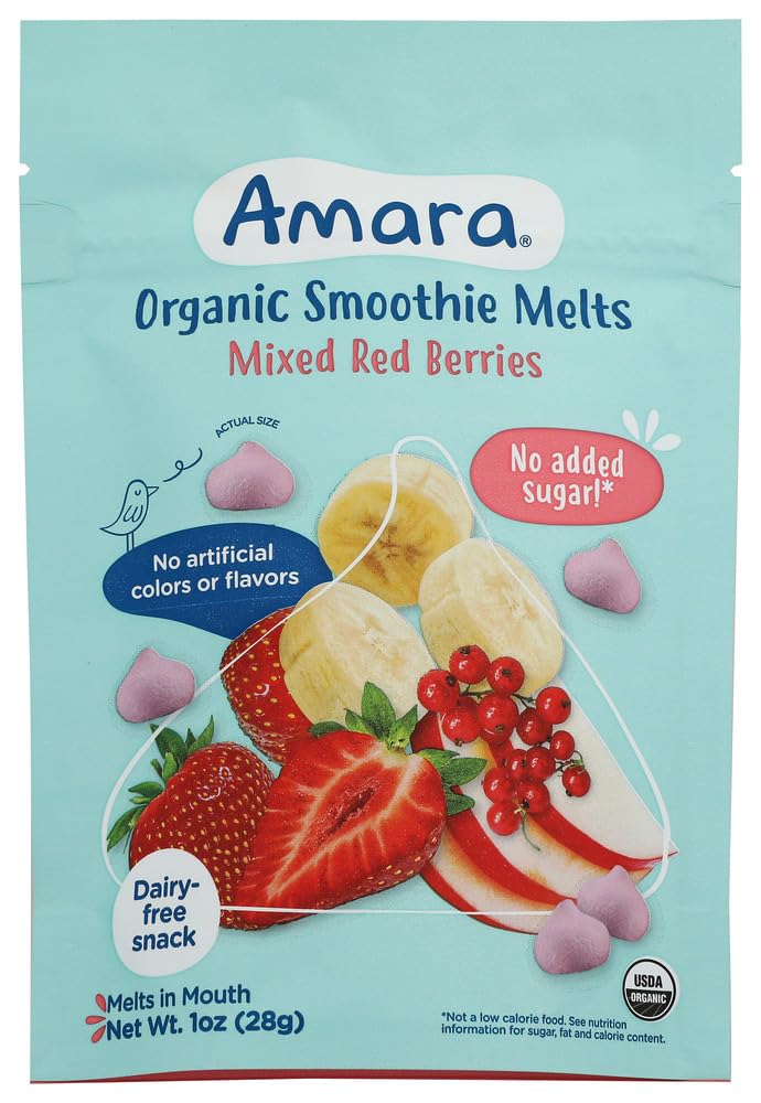 Amara Organic Mixed Red Berries Yogurt Snack Smoothie Melts, 1 OZ