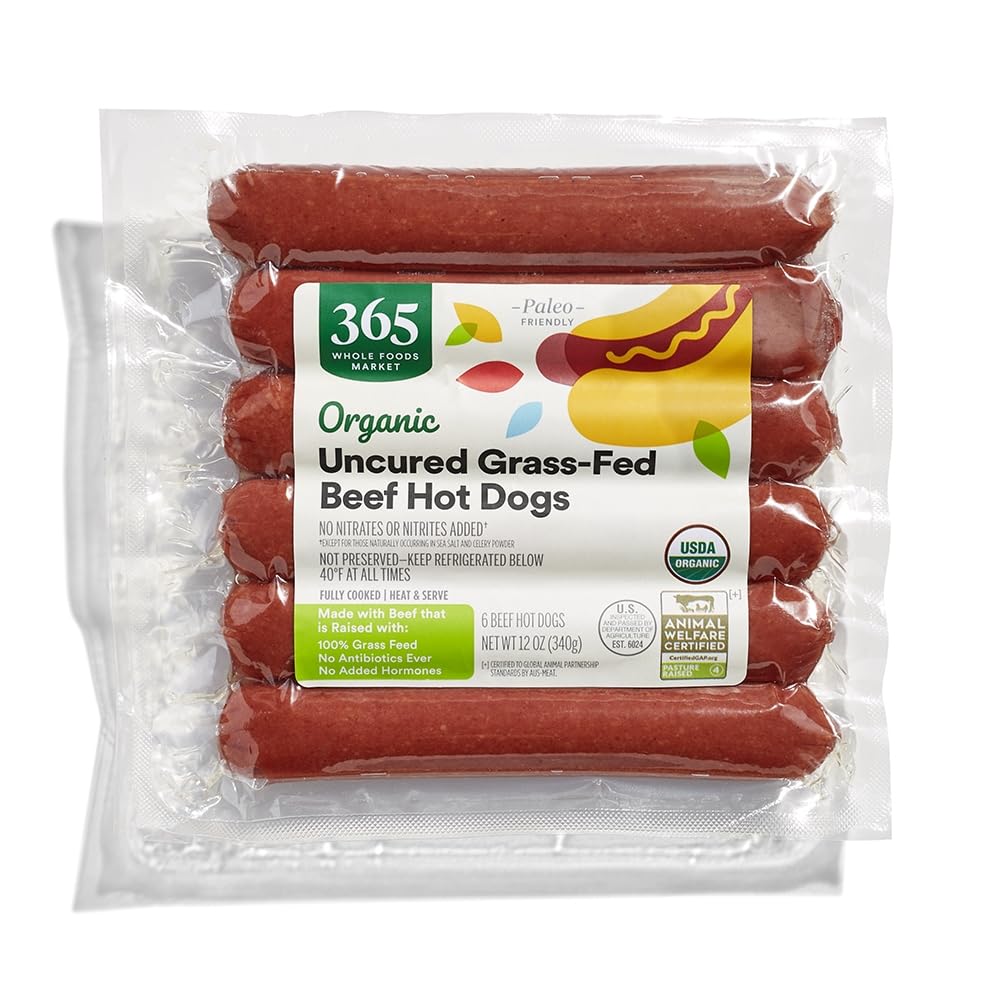 Organic Uncured Grass-Fed Beef Hot Dogs, 12 oz