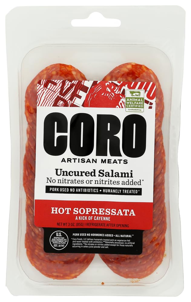 Coro Sliced Hot Sopressata Salami, 3 OZ