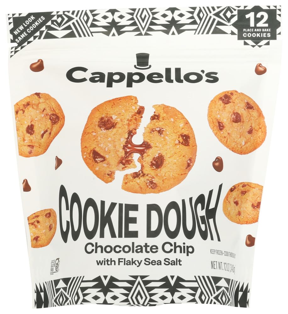 Cappello's Chocolate Chip w/ Flaky Sea Salt Cookies Dough, Gluten Free, Frozen Cookie Dough 12oz